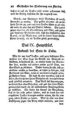 Das IX. Hauptstück - Ankunft des Soto in Cuba.