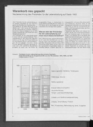 Warenkorb neu gepackt : Neuberechnung des Preisindex für die Lebenshaltung auf Basis 1985