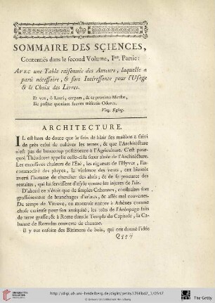 Sommaire des sçiences
