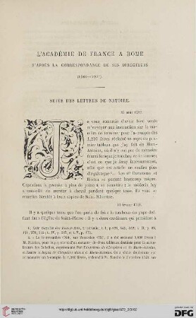 2. Pér. 6.1872: L' Académie de France à Rome d'après la correspondance de ses directeurs, [10] : (1666 - 1792)