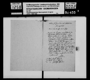 Gutsübergabe des Josef Schlude in Jungnau an seine Tochter Anna Schlude