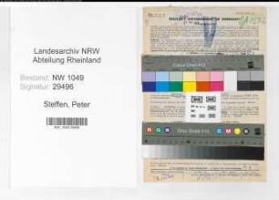 Entnazifizierung Peter Steffen , geb. 19.07.1906 (Ingenieur)