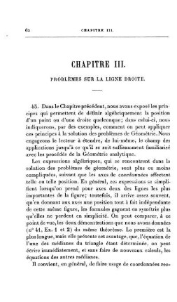 Chapitre III. Problèmes sur la lingne Droite.