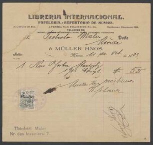 [14]: Absender: Librería Internacional Müller Hnos : Empfänger: Maler, Teobert