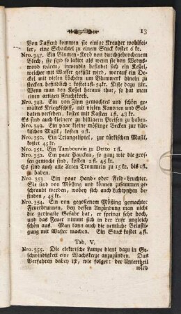Tab. V. [Beschreibung]; Nro. 355.-366.