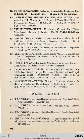 XVI. Teppiche, Gobelins (Nr. 834-852)