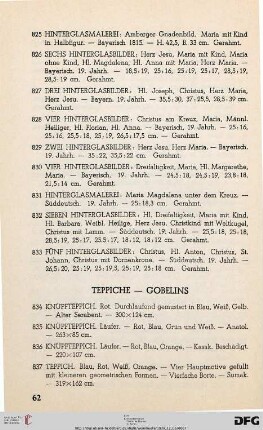 XVI. Teppiche, Gobelins (Nr. 834-852)
