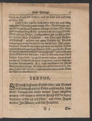 Textus. [XIX. Capitel Hiobs/ vers. 25/ 26/ 27.]