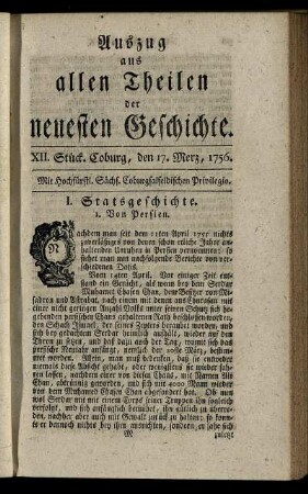 XII. Stück. Coburg, den 17. Merz, 1756.