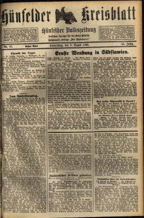 Erste Ausgabe vom Donnerstag, den 09. August 1928.