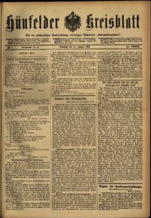 Ausgabe vom Dienstag, den 14. Januar 1919.