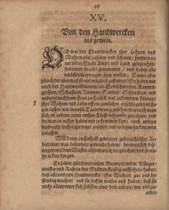 XV. Von den Handwercken ins gemein.