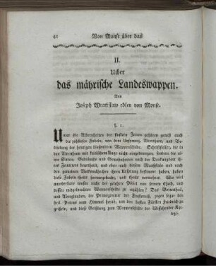 II. Uiber das mährische Landeswappen