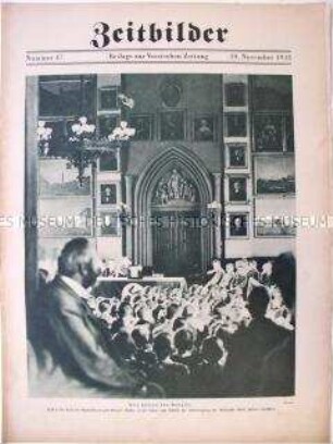 Illustrierte Beilage der "Vossischen Zeitung" u.a. zur Rundfunkübertragung einer Rede Hitlers in der Aula eines Gymnasiums