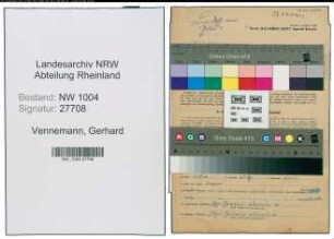 Entnazifizierung Gerhard Vennemann , geb. 07.01.1900 (Wagenmeister)