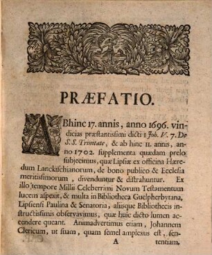 Historia Dicti Johannei De Sanctissima Trinitate, 1. Joh. Cap. V. vers. 7. : Per Multa Secula Omissi, Seculo V. Restituti, Et Exeunte Seculo XVI. In Versionem Vernaculam Recepti, Una Cum Apologia B. Lutheri