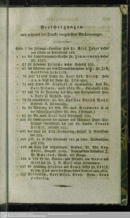 Berichtigungen, und während des Drucks vorgefallenen Veränderungen