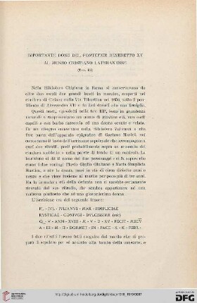 24/25.1918/19: Importante dono del Pontefice Benedetto XV al Museo Cristiano Lateranense