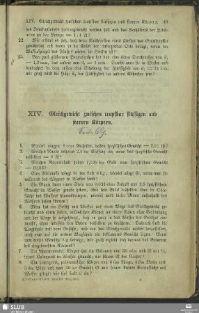 XIV. Gleichgewicht zwischen flüssigen und starren Körpern