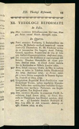 XII. Theologici Reformati.