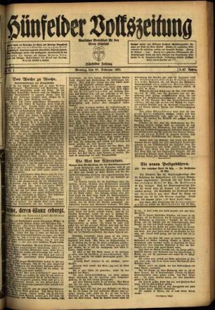 Ausgabe vom Montag, den 21. Februar 1921.