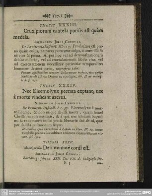 Thesis XXXIII. Crux piorum cautela potius est quam medela