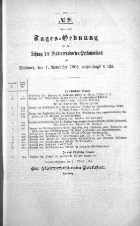 Tages-Ordnung, 01. November 1905