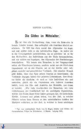 Erstes Kapitel. Die Gilden im Mittelalter