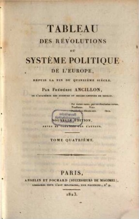 Tableau des révolutions du système politique de l'Europe, depuis la fin du quinzième siècle, 4