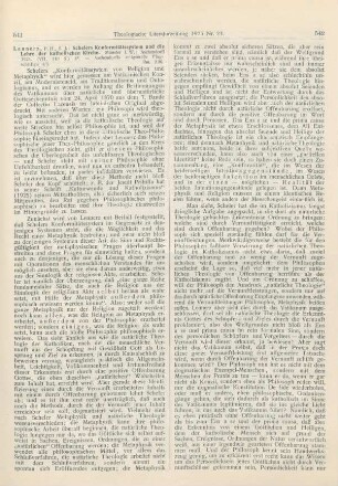 541-543 [Rezension] Lennerz, Heinrich, Schelers Konformitätssystem und die Lehre der katholischen Kirche