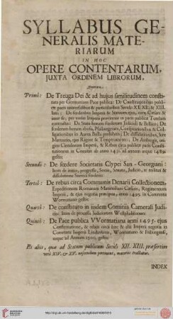 Syllabus generalis materiarum in hoc opere contentarum