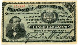 Geldschein, 5 Centavos, 1.1.1884
