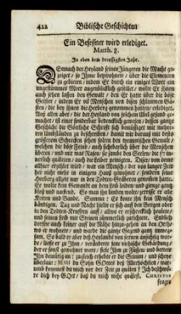 Ein Besessner wird erlediget. Matth. 8.
