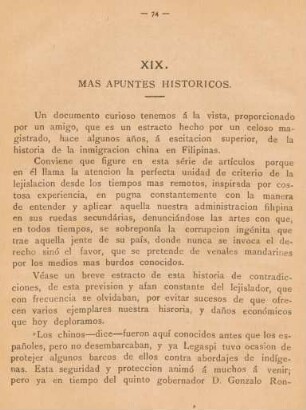 XIX. Mas apuntes históricos