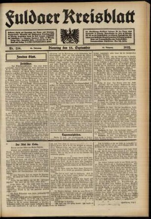 Zweite Ausgabe vom Dienstag, den 24. September 1912.