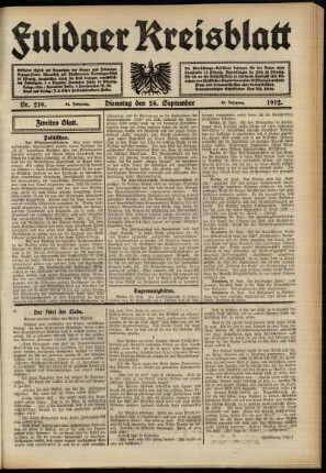 Zweite Ausgabe vom Dienstag, den 24. September 1912.