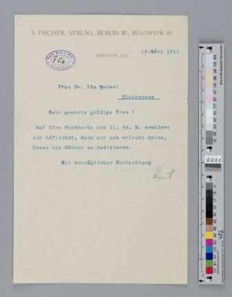 Brief an Ida Dehmel
