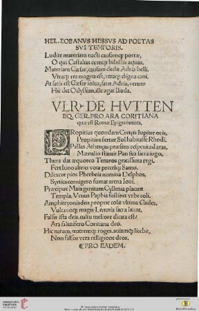 Hel. Eobanvs Hessvs ad poetas svi temporis