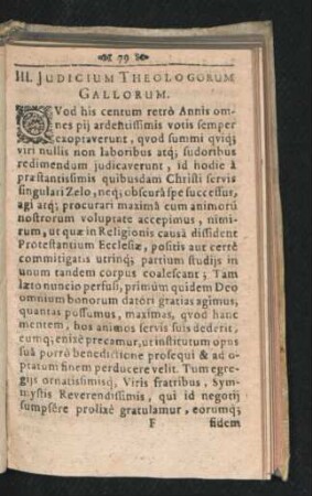 III. Iudicium Theologorum Gallorum.