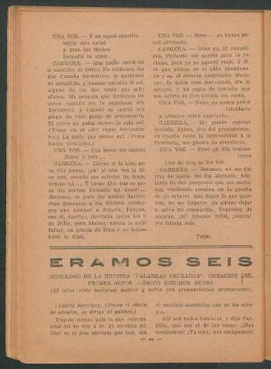 Éramos seis : Monólogo de la revista "Palabras cruzadas", creación del primer actor cómico Enrique Muiño