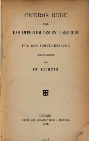 Ciceros Rede über das Imperium des Cn. Pompejus