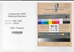 Entnazifizierung Friedrich Cahn , geb. 08.03.1889 (Regierungsrat)