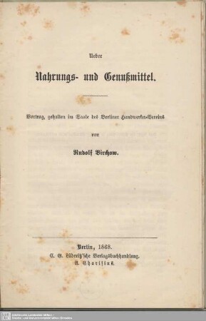 Ueber Nahrungs- und Genußmittel