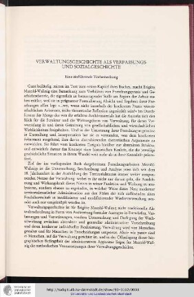 Verwaltungsgeschichte als Verfassungs- und Sozialgeschichte