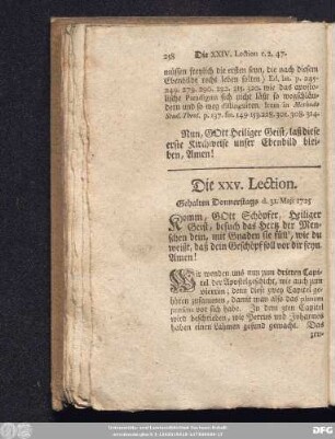 Die XXV. Lection. Gehalten Donnerstags d. 31. Maji 1725