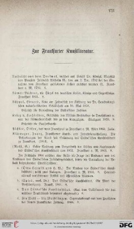 Zur Frankfurter Kunstliteratur