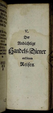 V. Der Andächtige Handels-Diener auf seinen Reisen