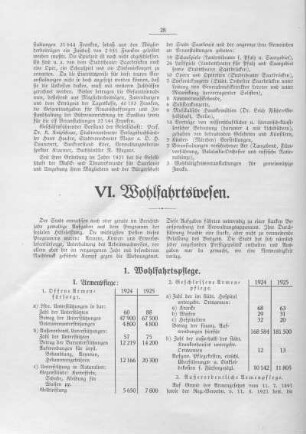 VI. Wohlfahrtswesen
