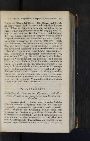 2. Abschnitt. Eintheilung der Parasiten im Allgemeinen, ...