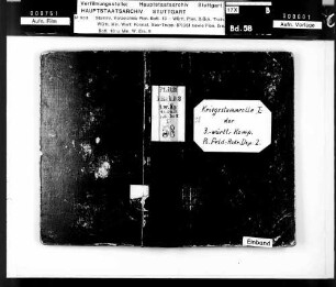Kriegsstammrolle der 3. Württ. Kompanie des Pionier-Feldrekrutendepots Nr. 2
